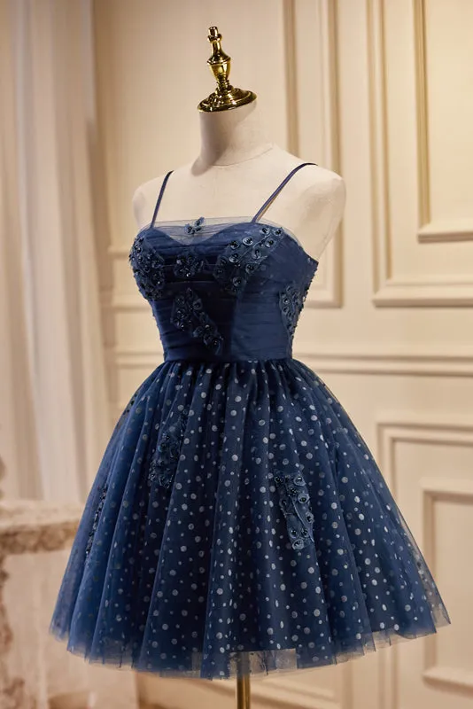A line Spaghetti Straps Tulle Homecoming Dress