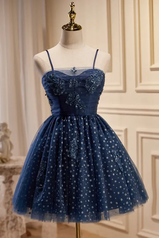 A line Spaghetti Straps Tulle Homecoming Dress