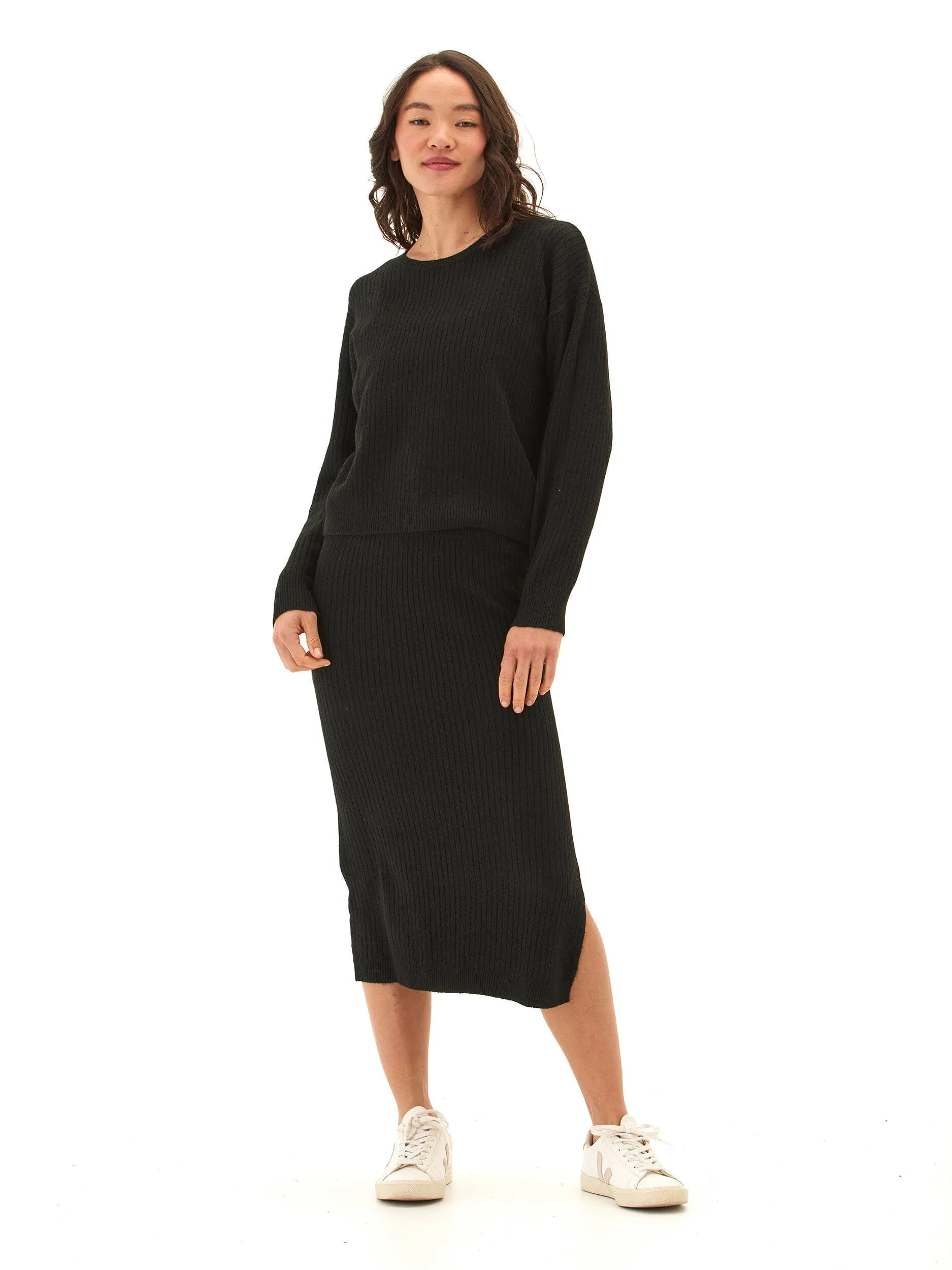 Adella Cozy Rib Sweater Midi Skirt
