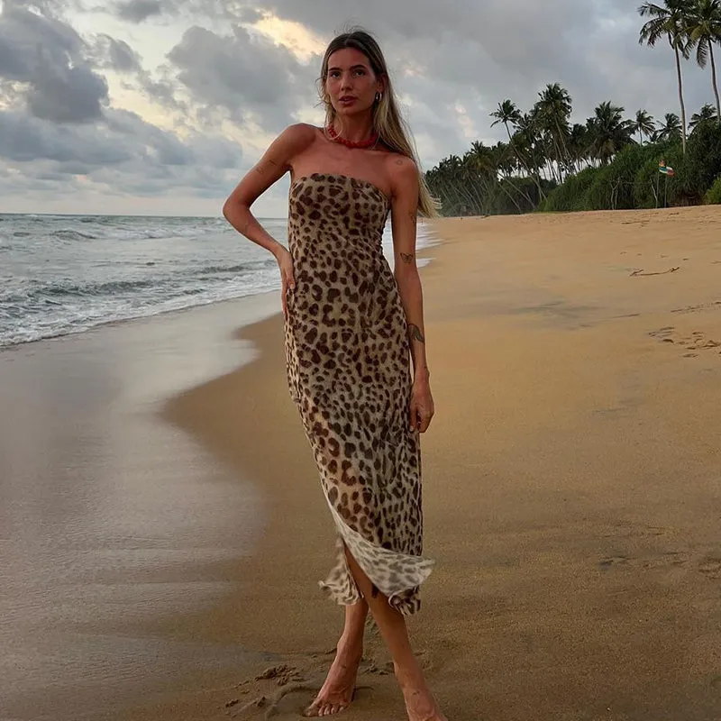 Anastazia Leopard Slit Tube Dress