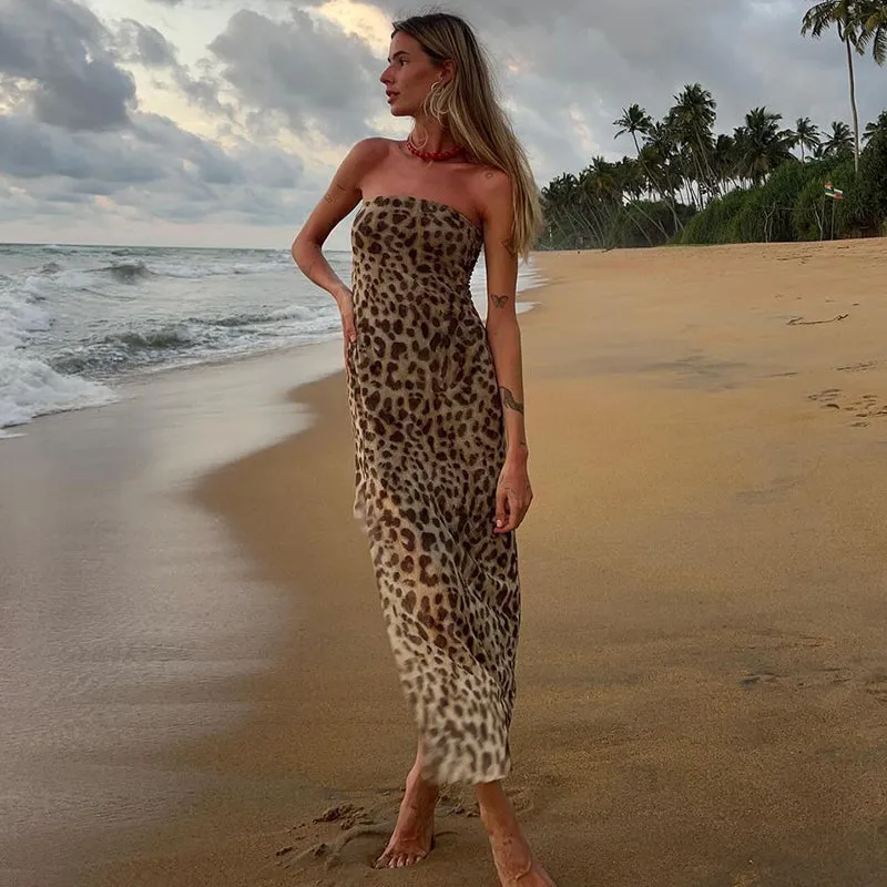 Anastazia Leopard Slit Tube Dress