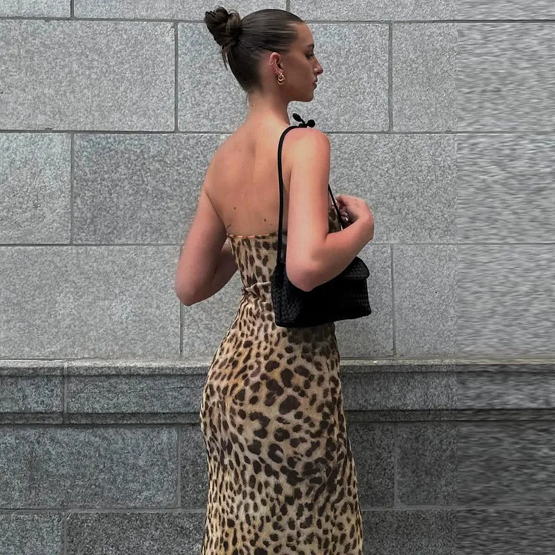 Anastazia Leopard Slit Tube Dress