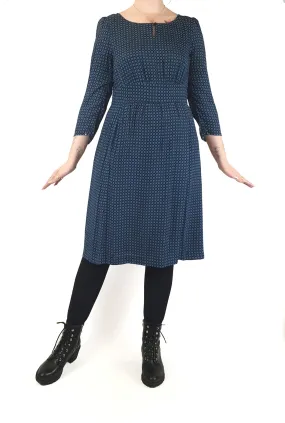 Anna Thomas blue print long sleeve dress size 14, best fits 12-14