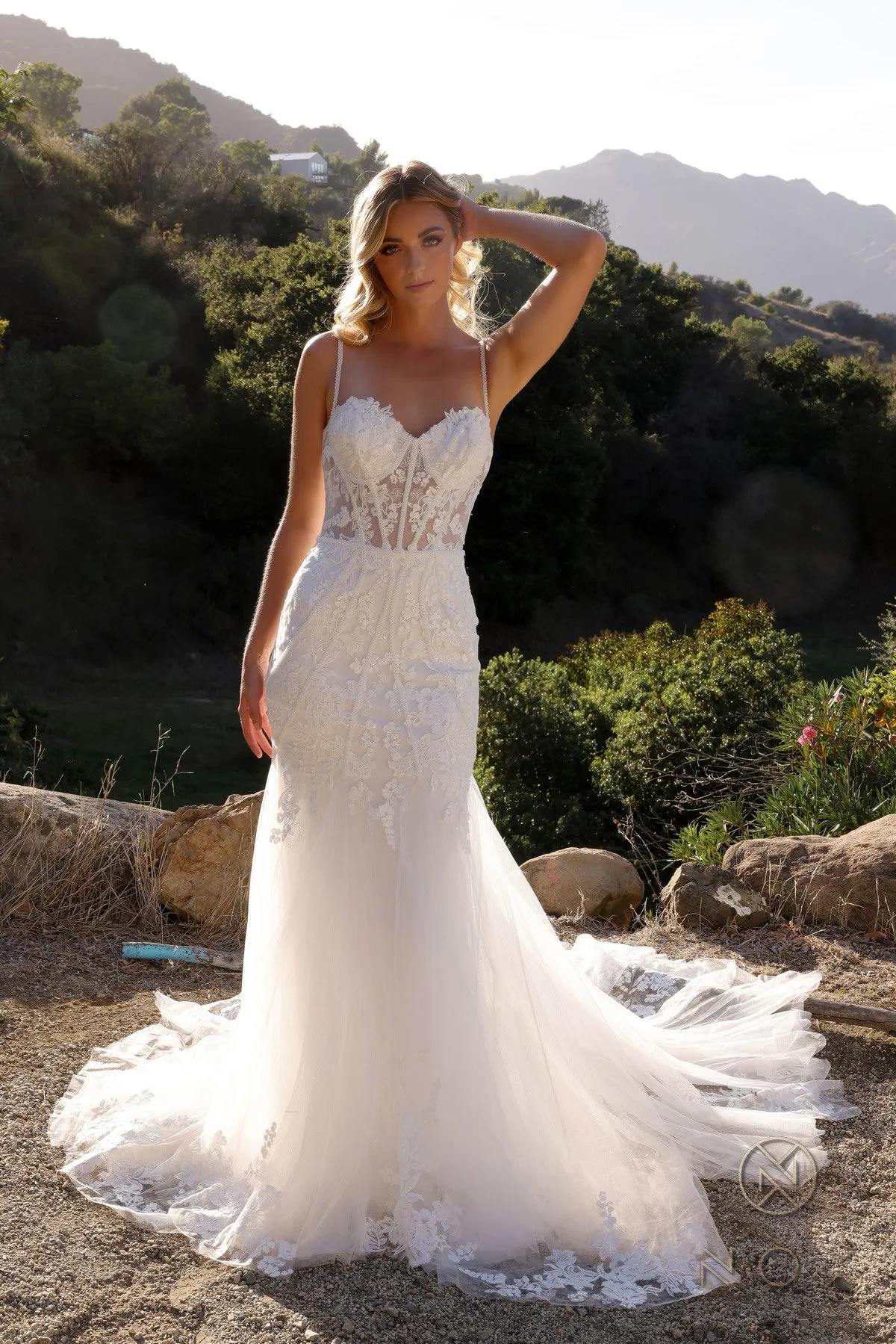 Applique Sleeveless Bridal Mermaid Dress _JE1014L