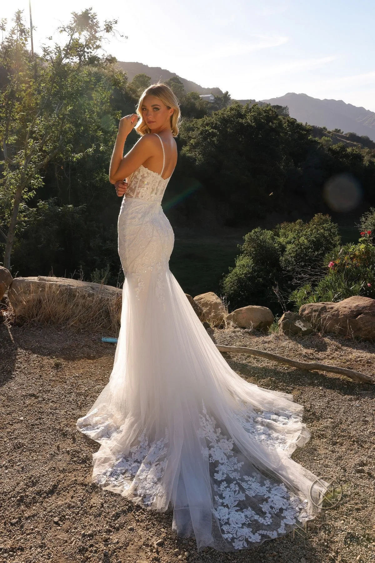 Applique Sleeveless Bridal Mermaid Dress _JE1014L