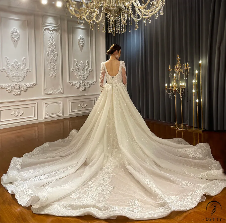 Appliques Detachable Train Lace Mermaid Wedding Dress OS4287