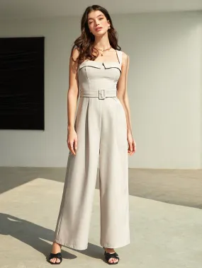 BIZwear Buckled Belted Cami Jumpsuit Workwear