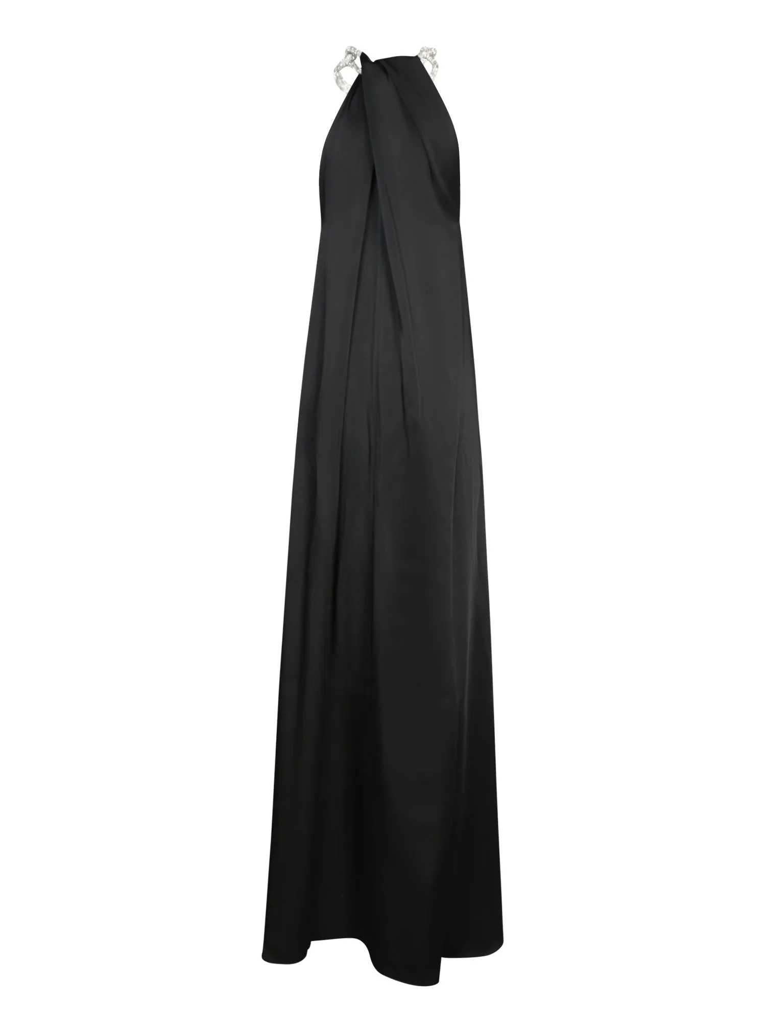 Black Crystal Halter Long Dress