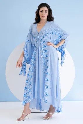 Blue High Low Printed Dress