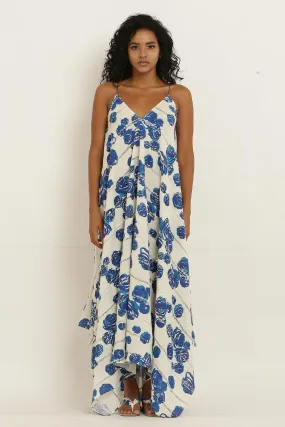 Blue Rose Printed Cotton Dress
