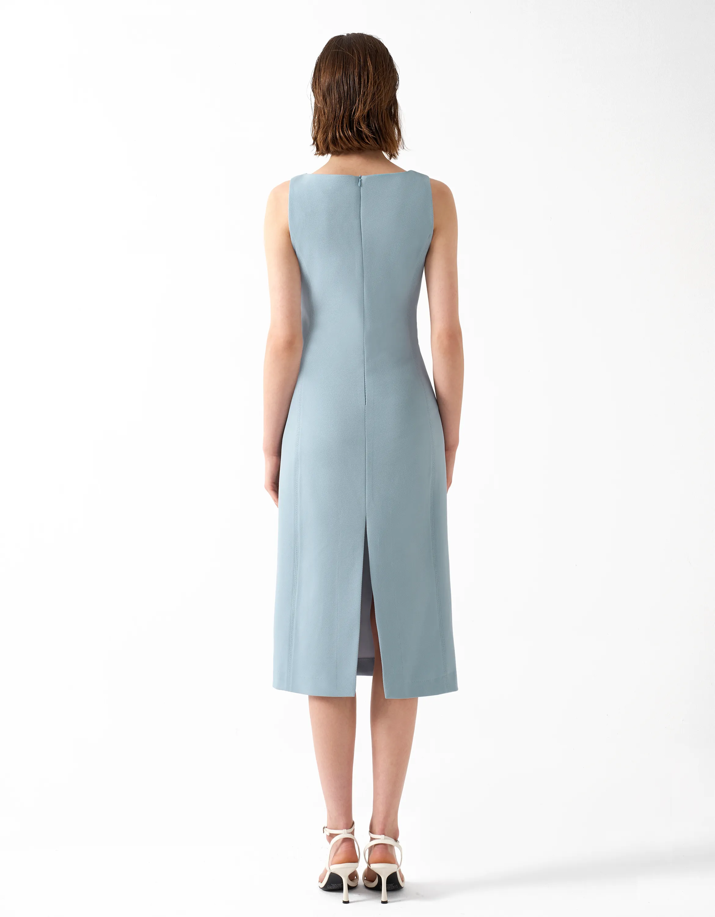 Boat Neck Back Slit Dress
