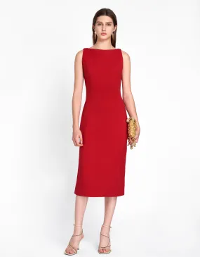 Boat Neck Back Slit Dress