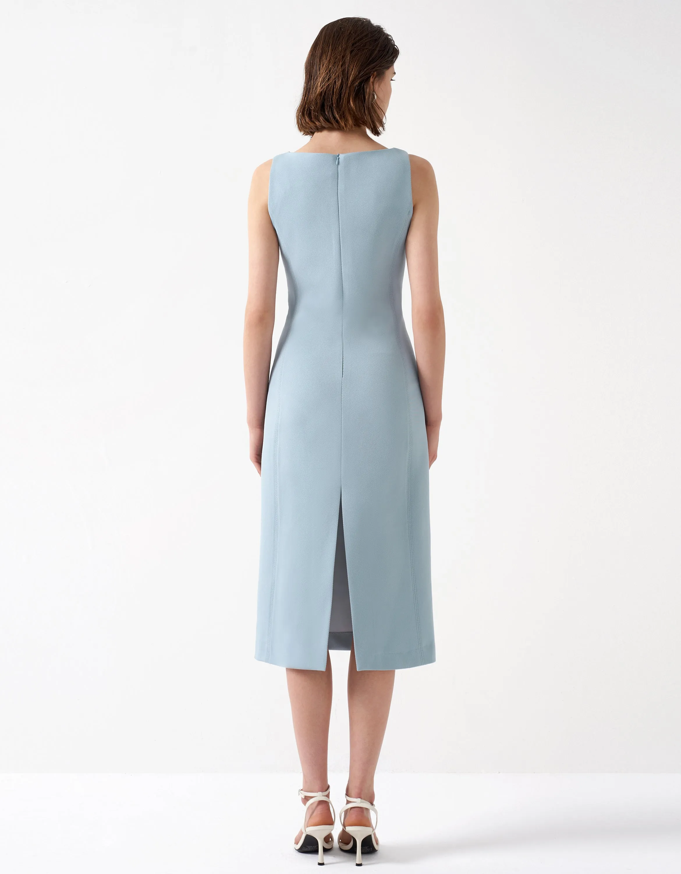 Boat Neck Back Slit Dress