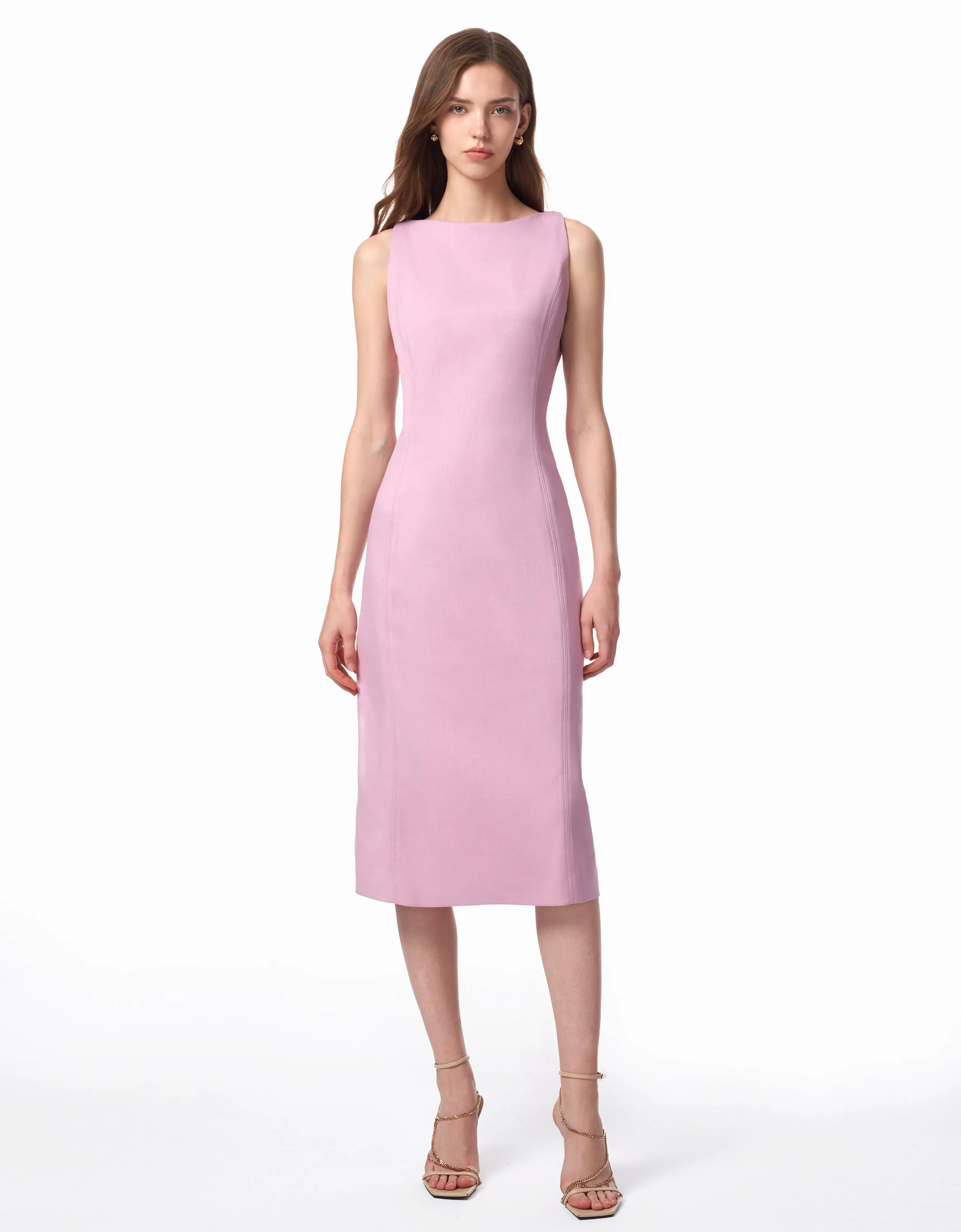 Boat Neck Back Slit Dress