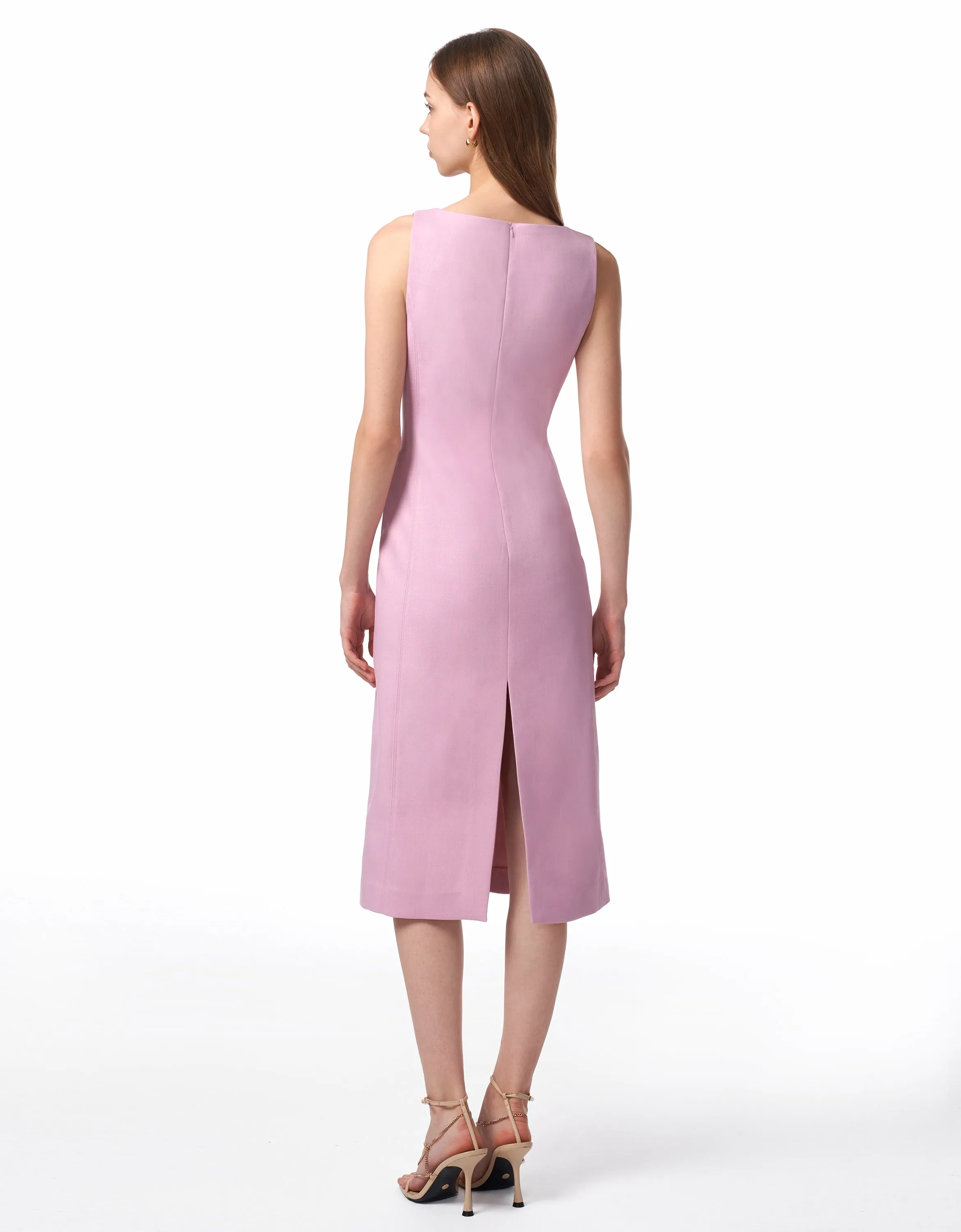 Boat Neck Back Slit Dress
