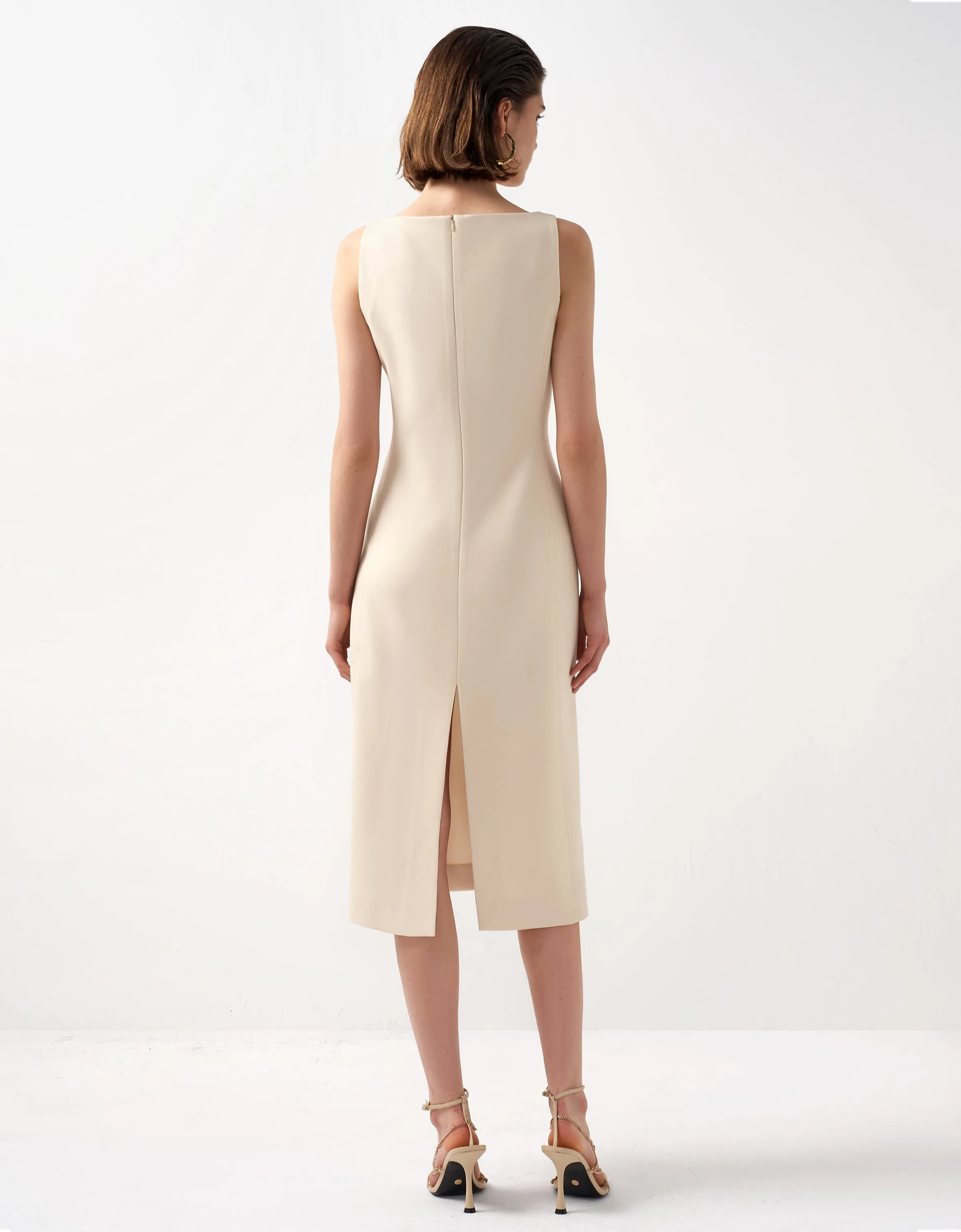 Boat Neck Back Slit Dress