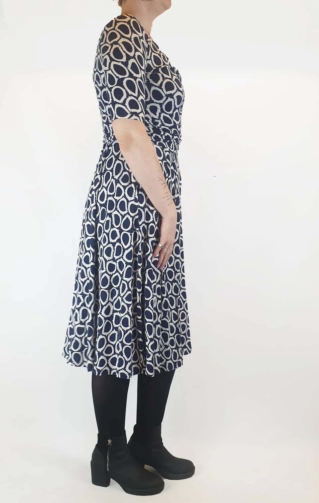 Boden navy and white print dress size 12