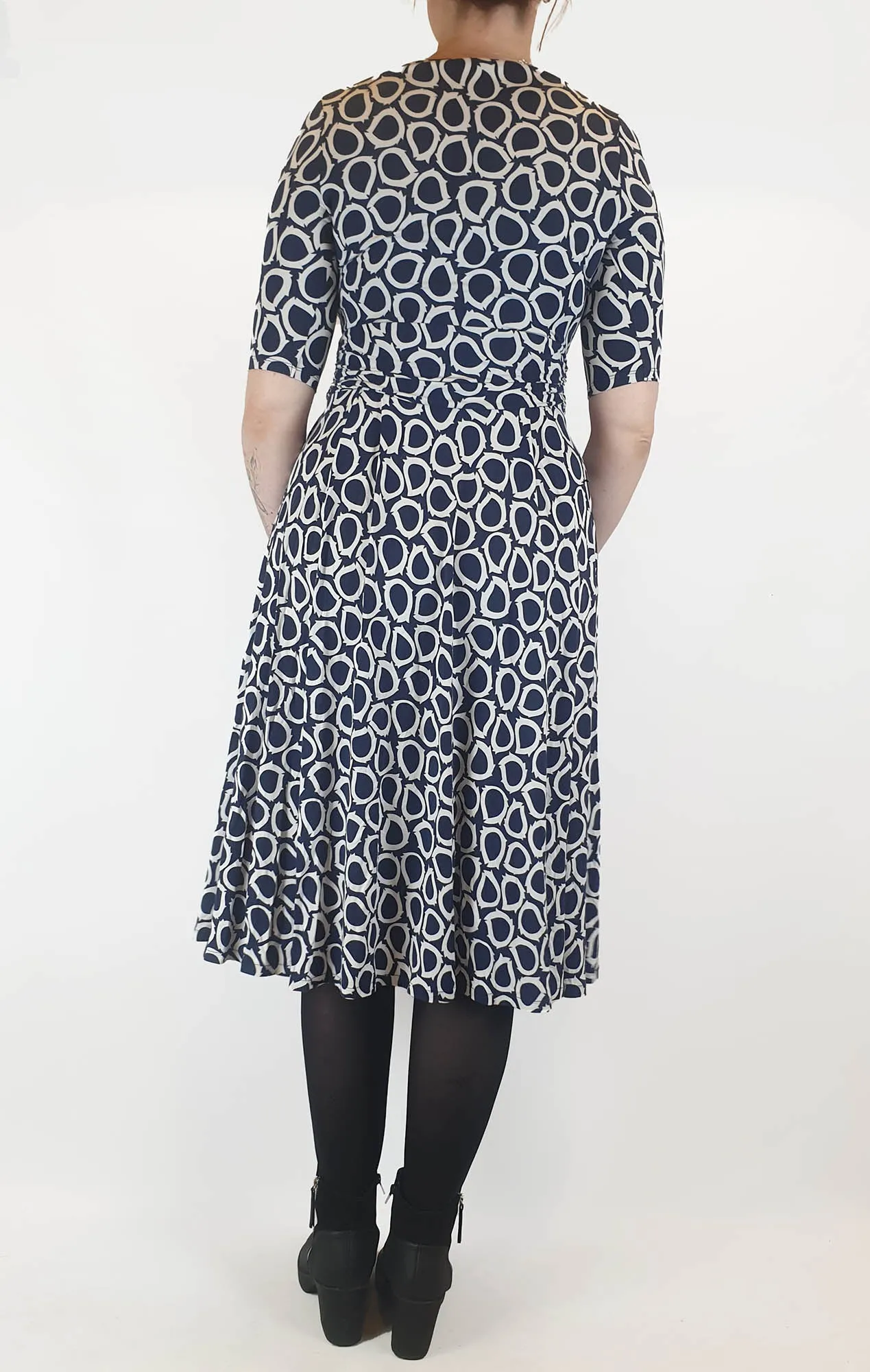 Boden navy and white print dress size 12