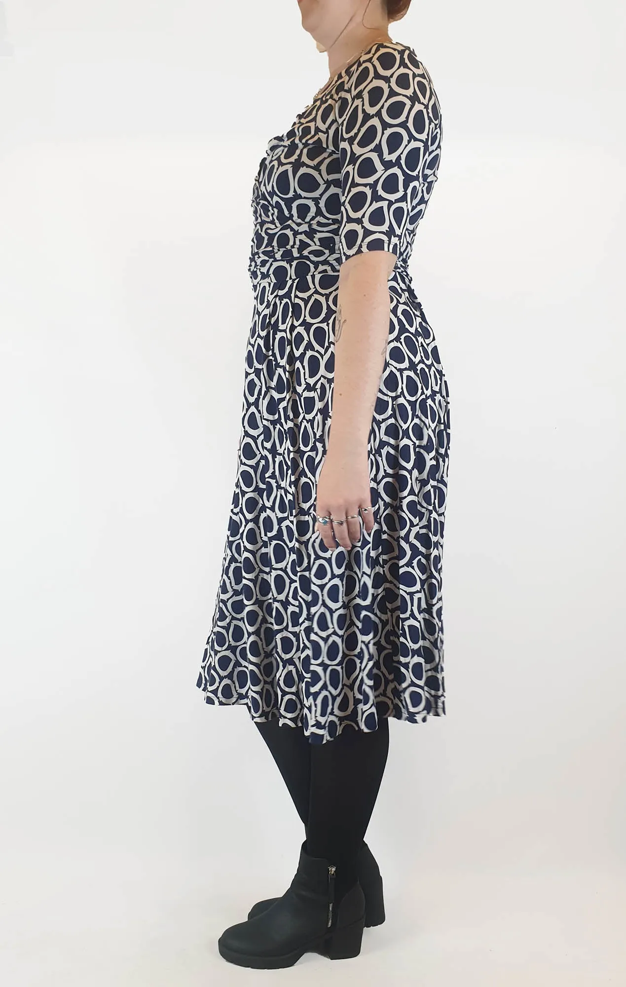 Boden navy and white print dress size 12