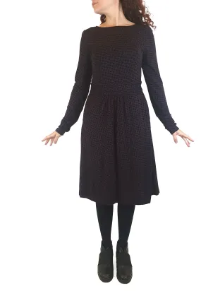 Boden purple and black maple leaf print long sleeve dress size UK 10