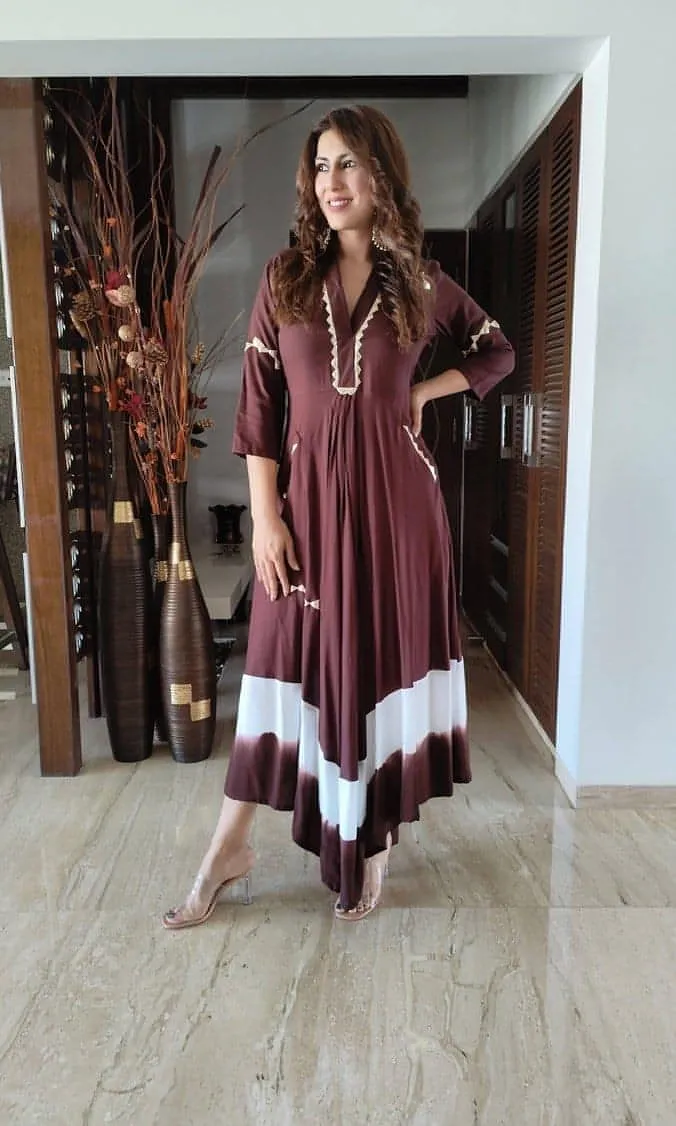 Brown Leather Patchwork Dress