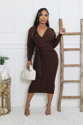 Cable Print Knit Midi Dress