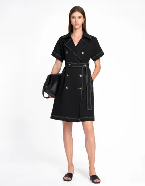 Contrast Stitching Double Breasted Dress
