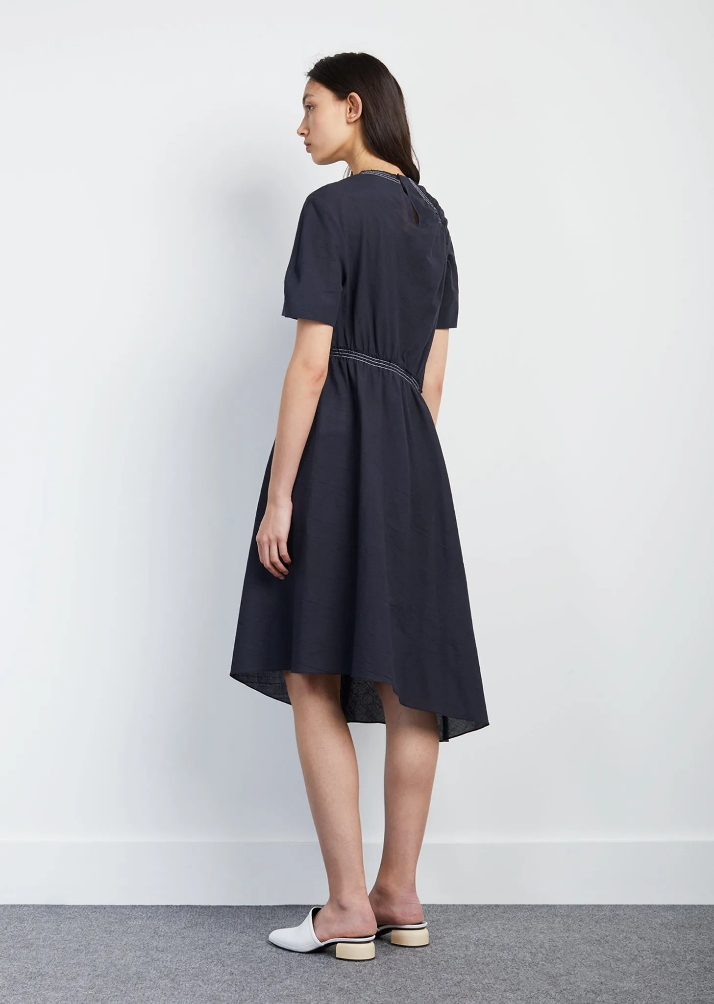 Cotton Silk Spiral Gather Dress