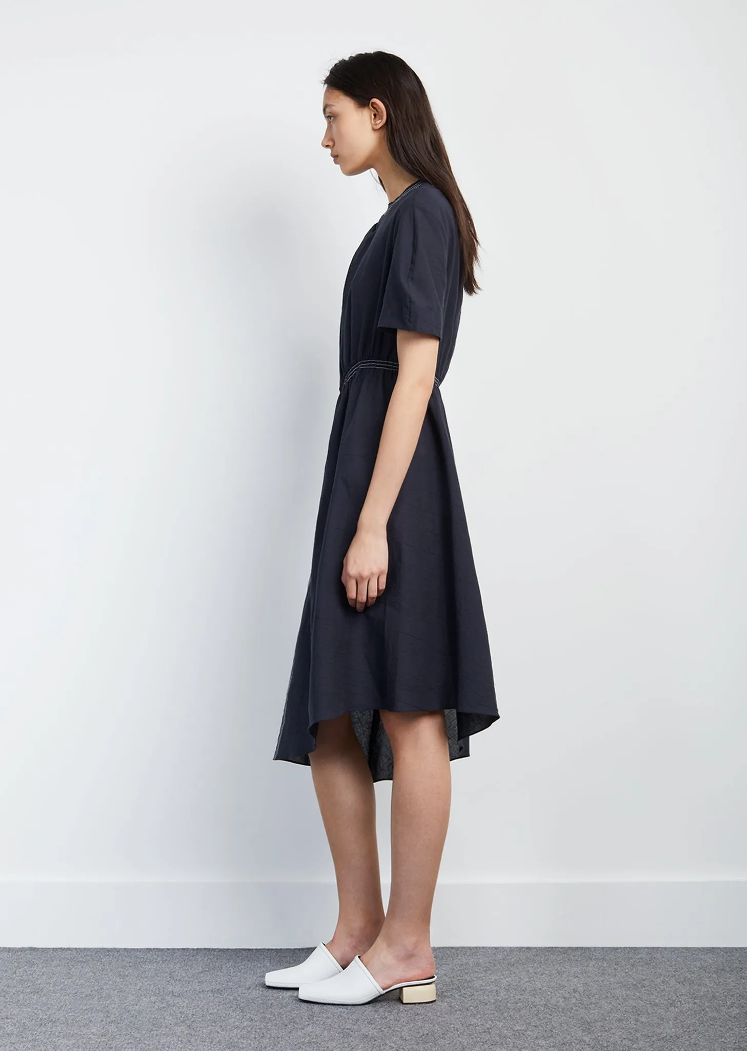 Cotton Silk Spiral Gather Dress