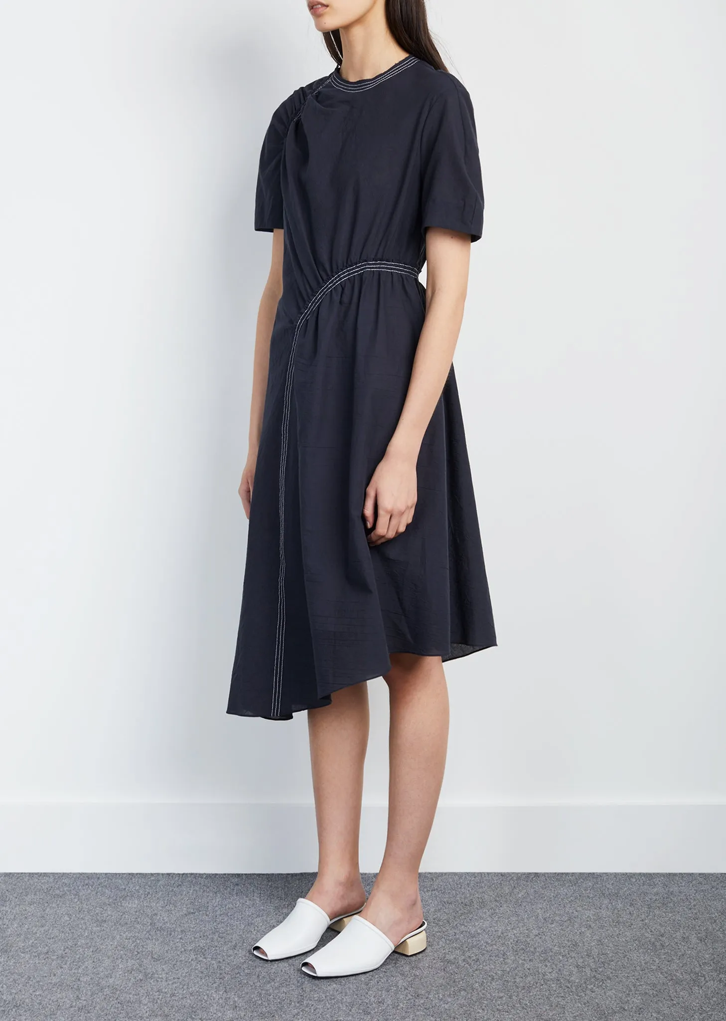 Cotton Silk Spiral Gather Dress