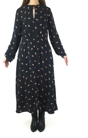Country Road black flower print long sleeve maxi dress size 10