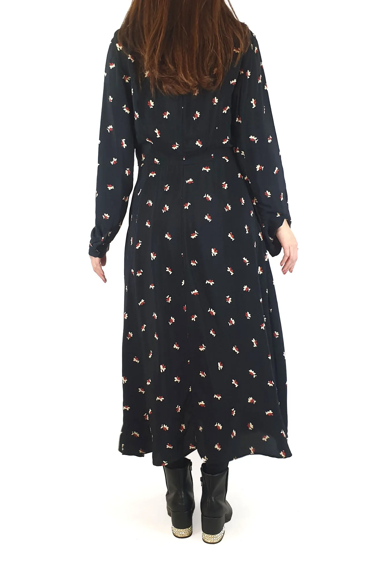 Country Road black flower print long sleeve maxi dress size 10