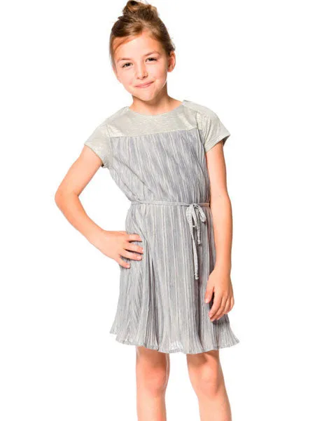Deux Par Deux Oscars Night Grey Pleated Dress Girls 7-12