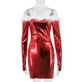 DressBetty - Christmas New Year Sexy Costumes Faux-Fur Tight Mini Dress Stylish Off-shoulder