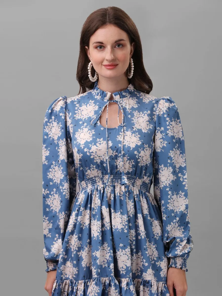 dresses for Women western wear floral Blue