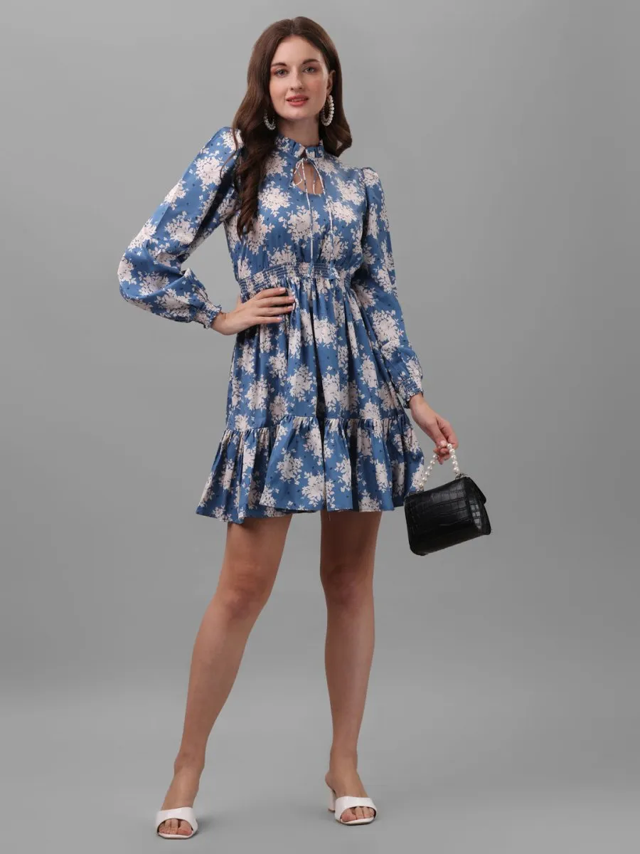 dresses for Women western wear floral Blue