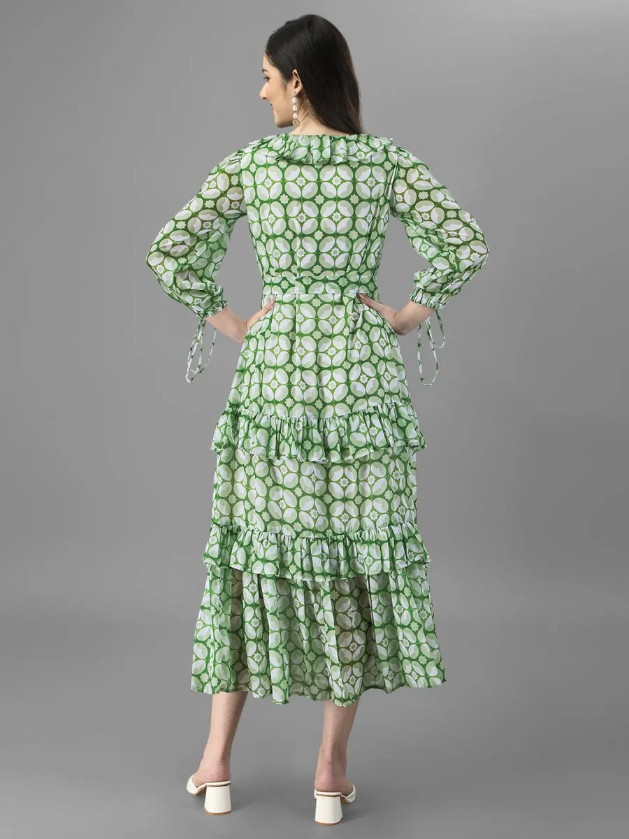 dresses for Women western wear Parrot Green Maxi Dress