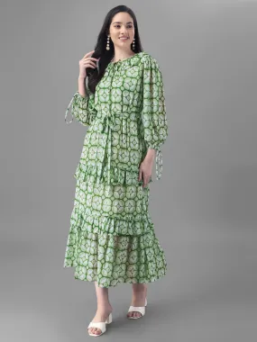 dresses for Women western wear Parrot Green Maxi Dress