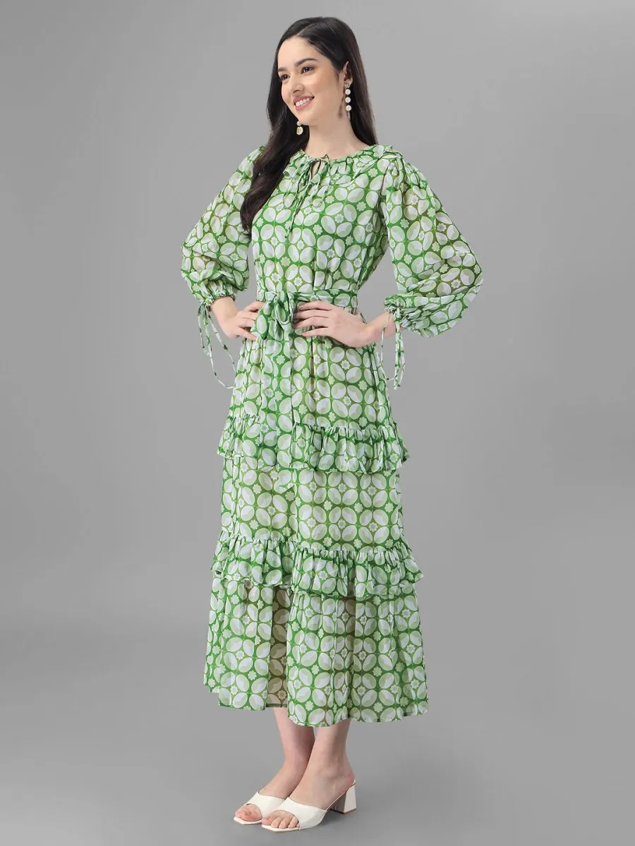 dresses for Women western wear Parrot Green Maxi Dress