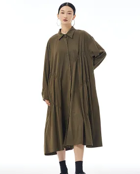 ellazhu Women's Long Sleeve Lapel Button Down Solid Color Loose Shirt GE41