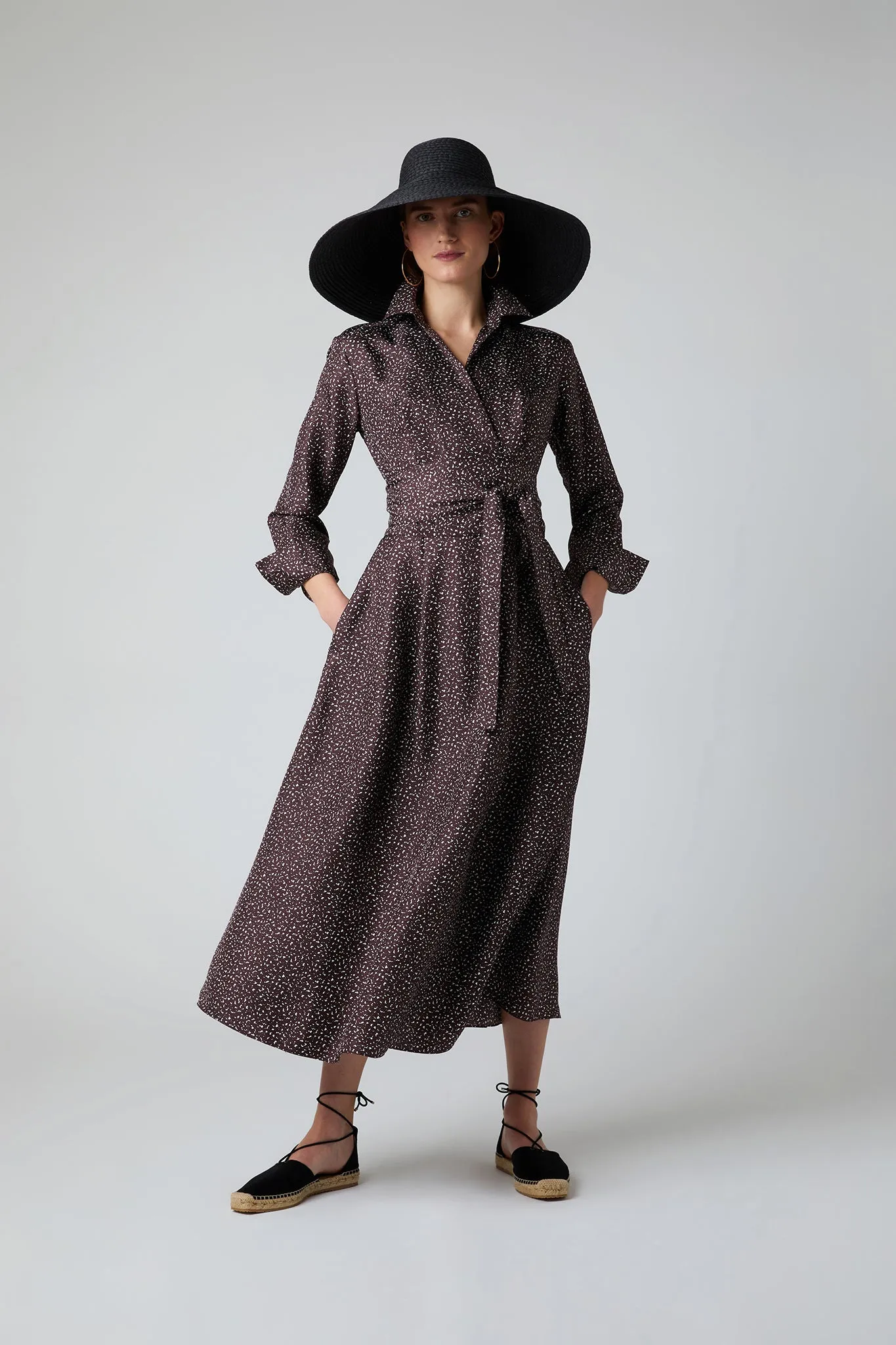 Emma Full Skirt Printed Silk Wrap Dress