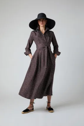 Emma Full Skirt Printed Silk Wrap Dress