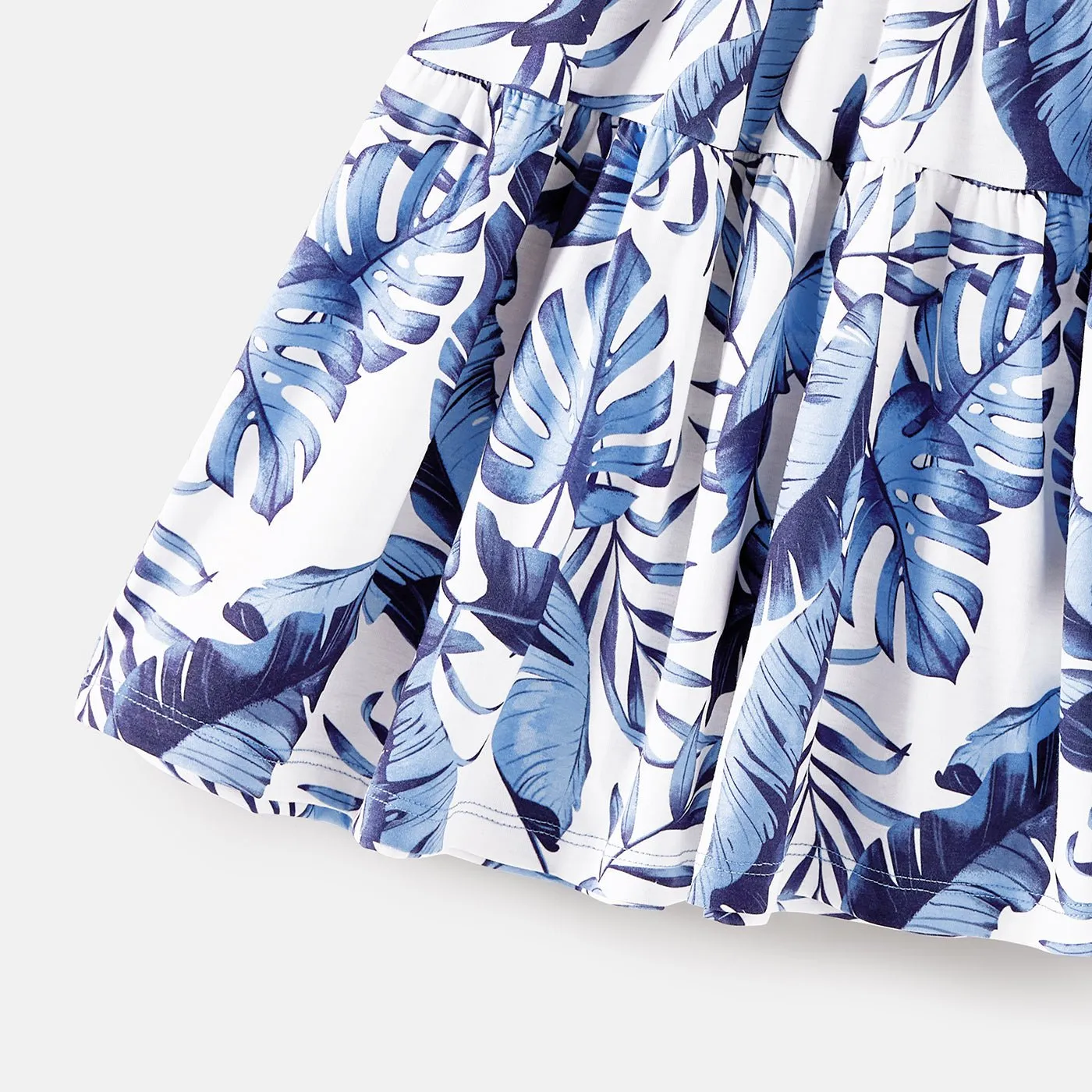 Family Matching Allover Leaf Print Naia? Cami Dresses and Short-sleeve Colorblock T-shirts Sets