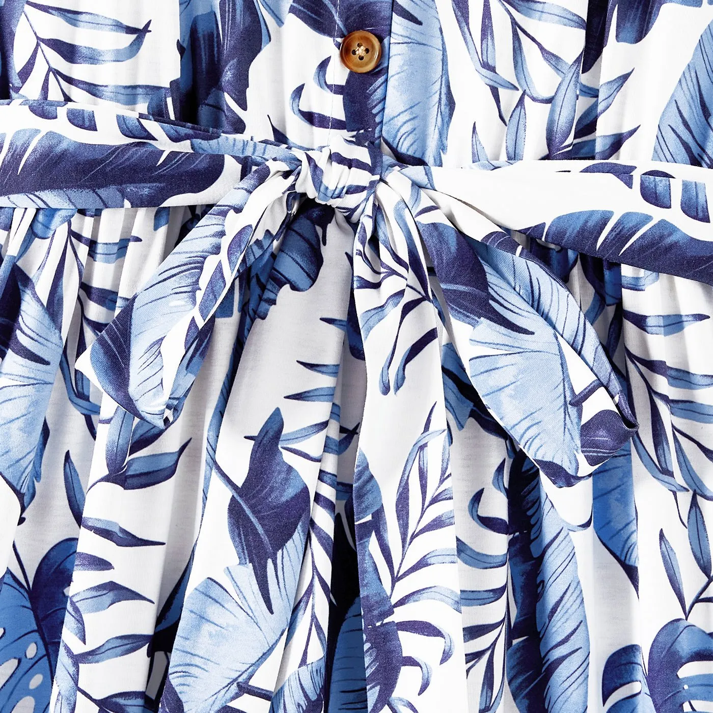 Family Matching Allover Leaf Print Naia? Cami Dresses and Short-sleeve Colorblock T-shirts Sets