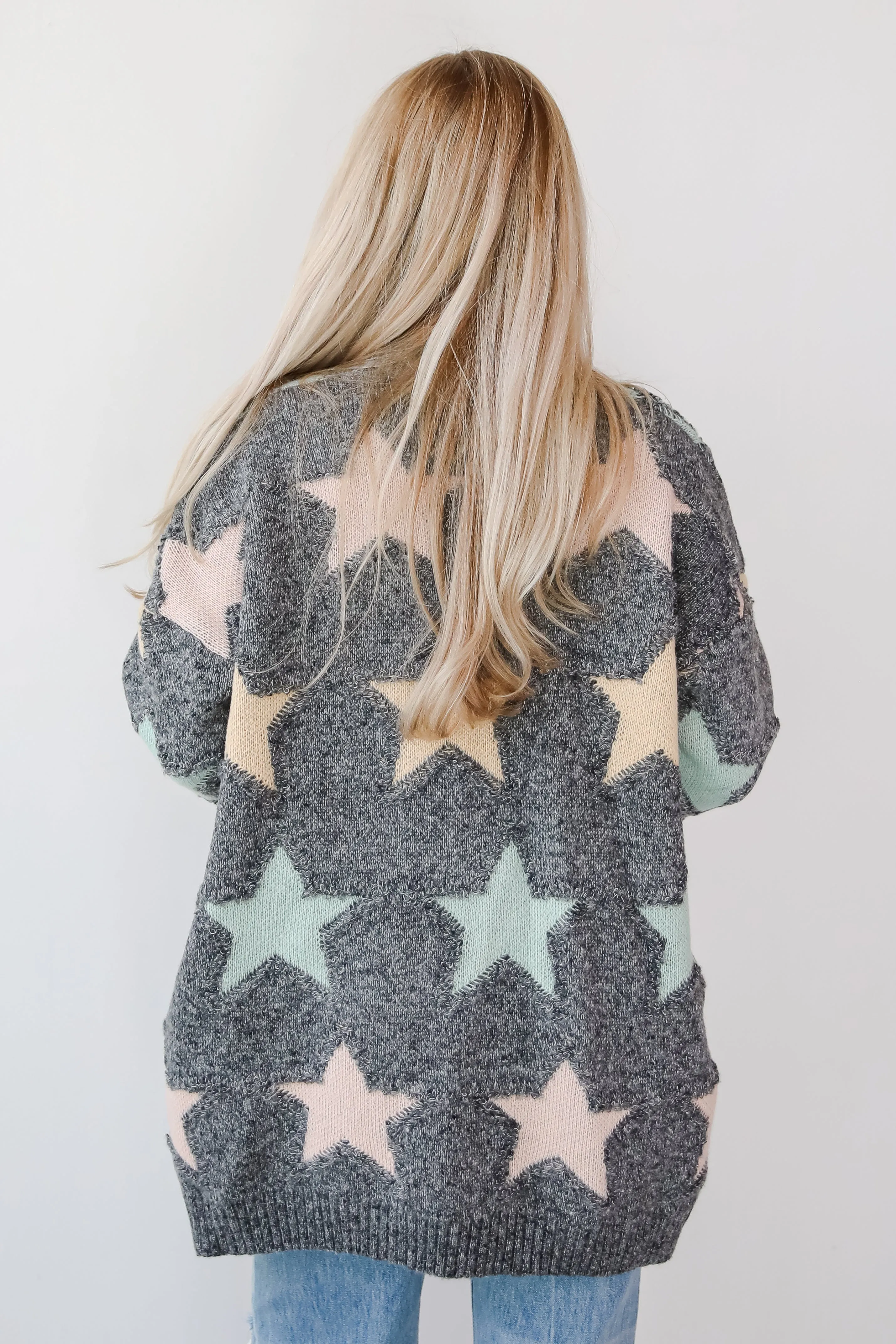 FINAL SALE - Cozy Outcome Heather Grey Star Cardigan