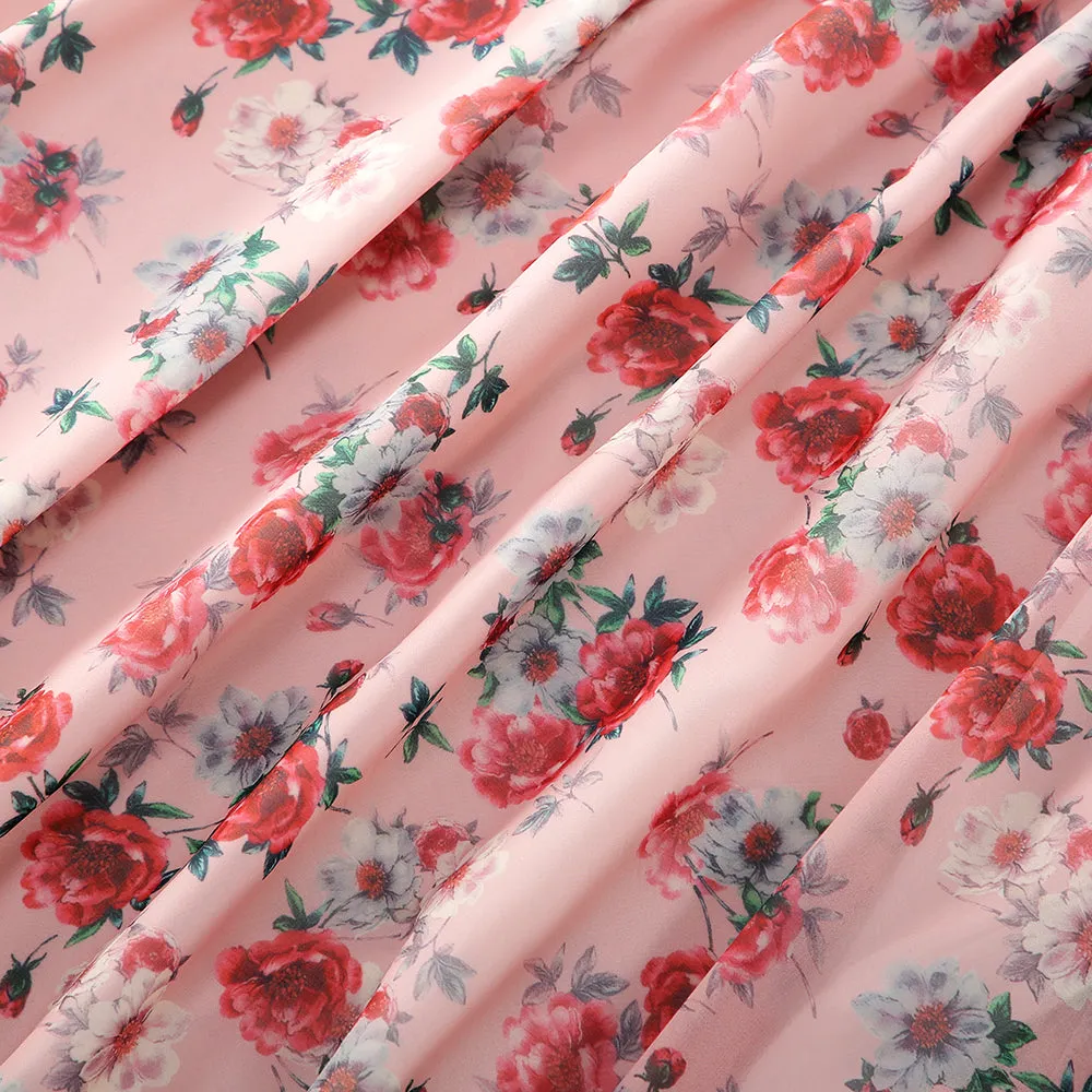 Floral Appliques Off Shoulder Ruffle Dresses for Mommy and Me