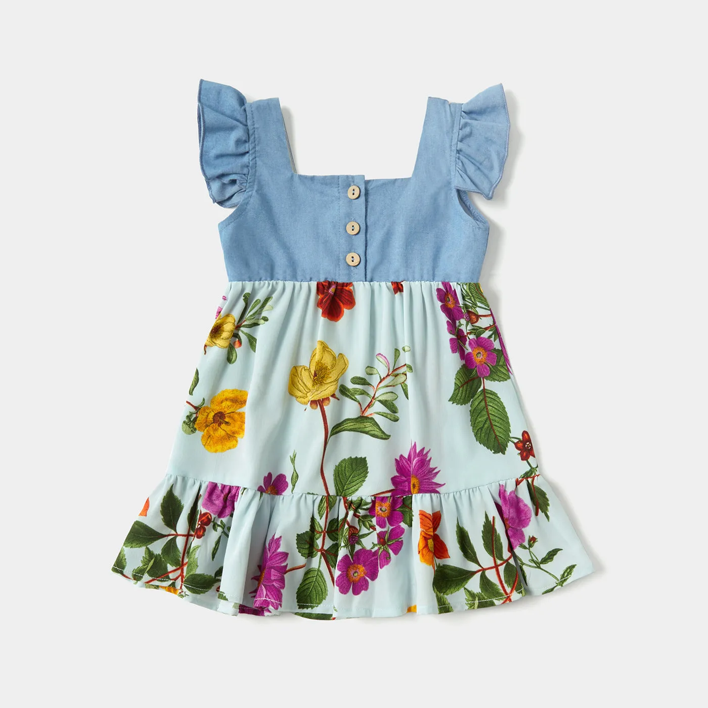 Floral Print V Neck Sleeveless Dresses and T-shirts Sets