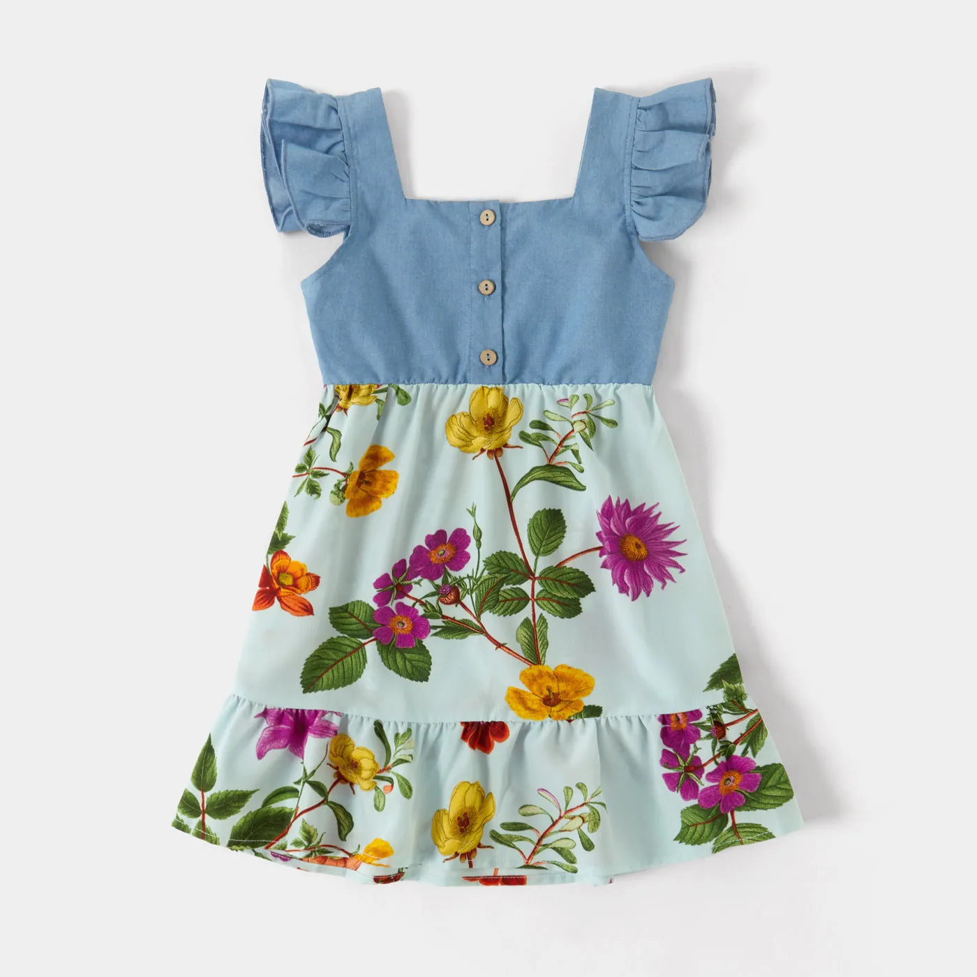 Floral Print V Neck Sleeveless Dresses and T-shirts Sets
