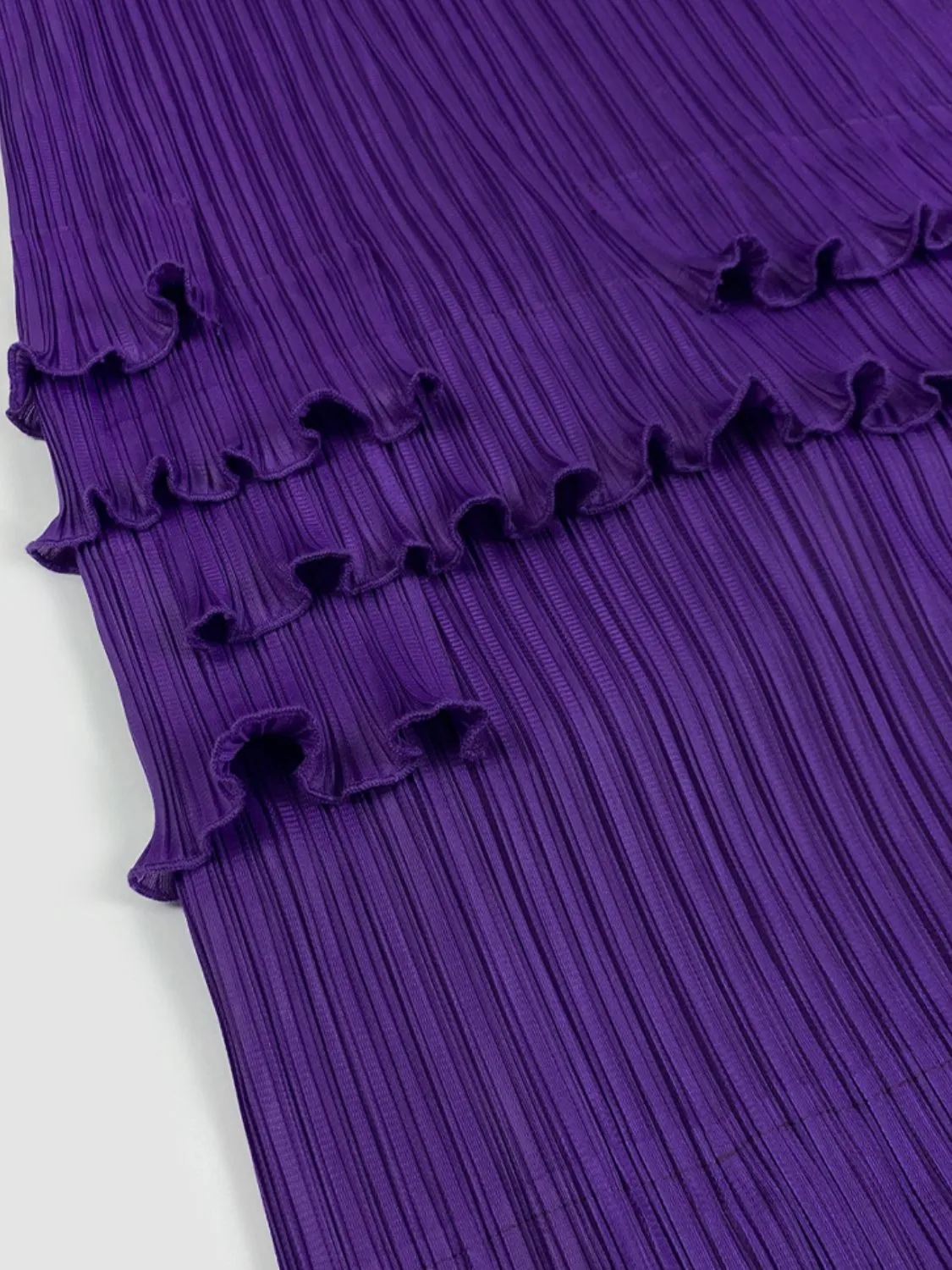 Frill Trim Accordion Pleated Roll Collar Dress