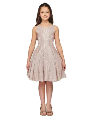 Girls Multi Color Glitter Metallic Double Strap Junior Bridesmaid Dress 4-14